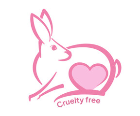 Obraz premium Pink bunny with heart promoting cruelty free products