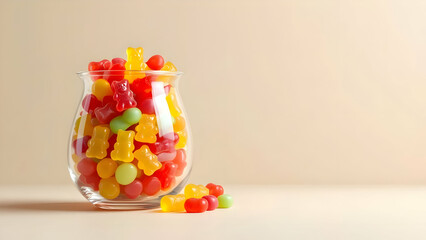 Colorful Gummy Bears in Glass Jar – A Sweet and Playful Candy Delight