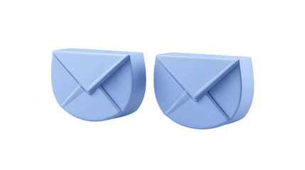 3D Rendered Blue Envelope Icon Isolated on Transparent Background