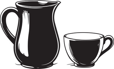 vector illustration of jug and glass