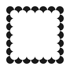 black and white frame scallop edge square shape vector