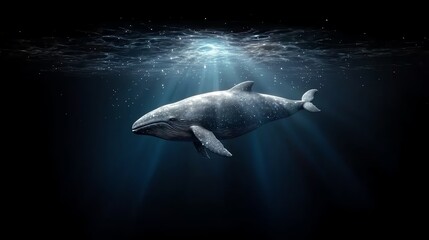 Fototapeta premium cosmic whale swimming through stars, digital painting style, bold and imaginative
