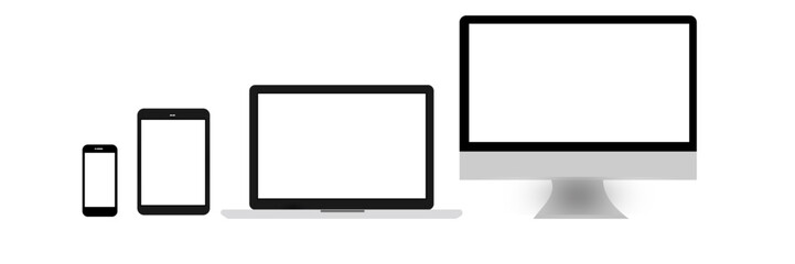 Set realistic Monitors laptop tablet and phone vector