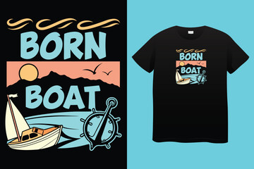 skeleton on the boat vintage t shirt design template
