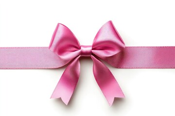 Elegant pink ribbon with a bow isolate on white background