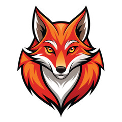 Obraz premium An illustration of a red fox head with white fur, set against a white background. The foxs eyes are wide and alert, giving it a sharp, focused look.