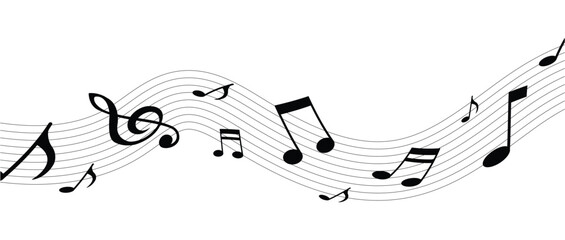 Music notes wave isolated, group musical notes background for stock. Music notes icon set, Music notes symbol, vector illustration in eps 10.