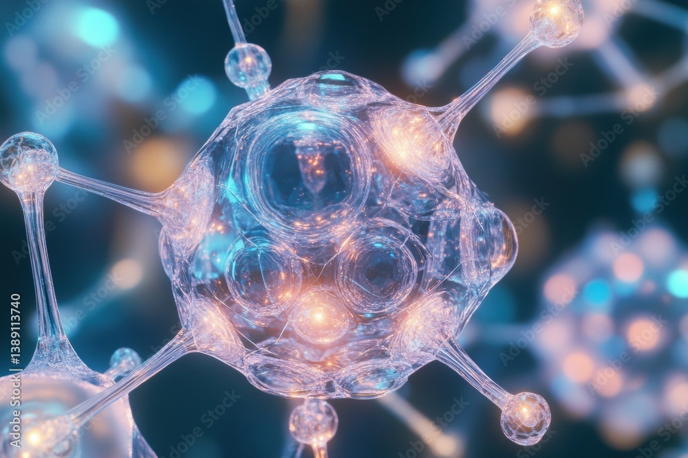 Aufkleber intricate structure of adeno-associated virus in hyper-detailed close-up view revealing capsid prote