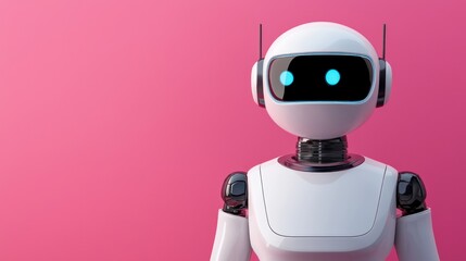 Innovative technology banner featuring ai-powered chatbot on a vibrant pink background