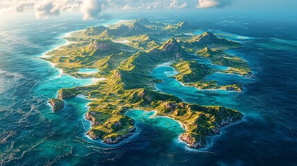 Obraz premium Tropical Island Chain Aerial View