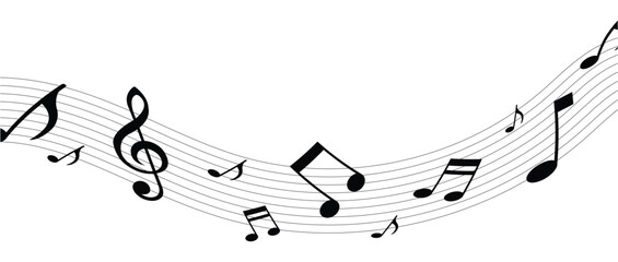 Music notes wave isolated, group musical notes background for stock. Music notes icon set, Music notes symbol, vector illustration in eps 10.