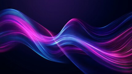 Fototapeta premium Abstract fluid holographic iridescent purple wave design on a dark background, featuring a dynamic 3D gradient flow for striking wallpapers, posters, and covers