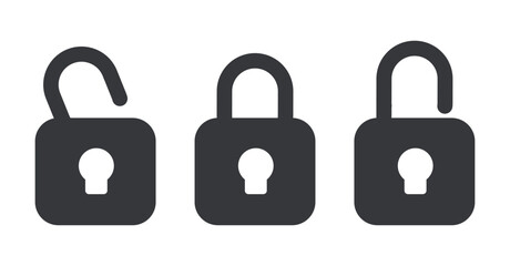 Isolated bundle icon with a padlock in locked and unlocked states, representing security and password protection symbols