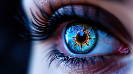 Vibrant close-up of an eye with intricate patterns and vivid colors, showcasing stunning detail and beauty.