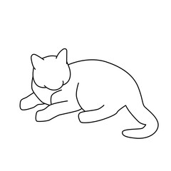 Hand-Drawn Line Art of a Cat