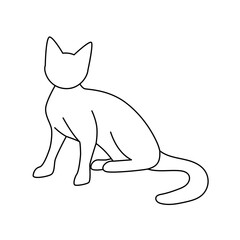 Hand-Drawn Line Art of a Cat