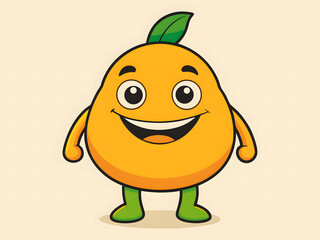 Fototapeta premium Cheerful Cartoon Mango with Green Limbs