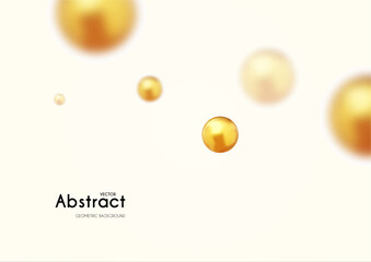 Abstract geometric background with gold spheres isolated on white