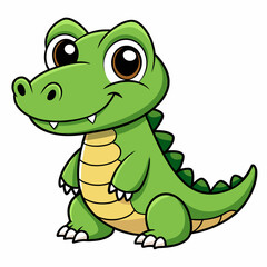 Fototapeta premium Safari Crocodile Cartoon with Plain Background