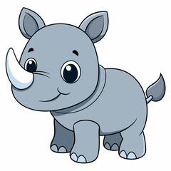 Cute Safari Rhino Illustration with Neutral Background