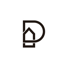 letter p infinituy house simple geometric overlap logo vector