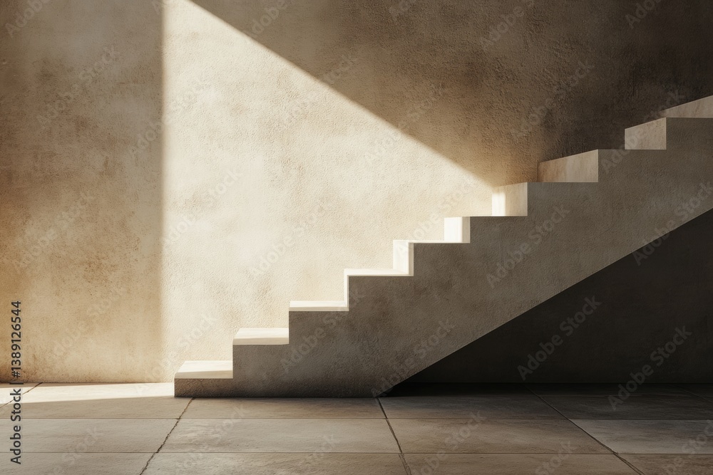 Poster Exploration of minimalistic patterns through abstract layered shadows and neutral tones enhancing depth in interior design