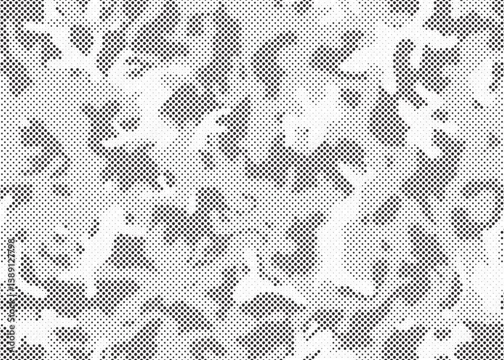 Aufkleber Abstract halftone seamless camouflage pattern. Repeating digital dotted hexagonal camo military texture background. Abstract modern fabric textile ornament. Vector illustration.