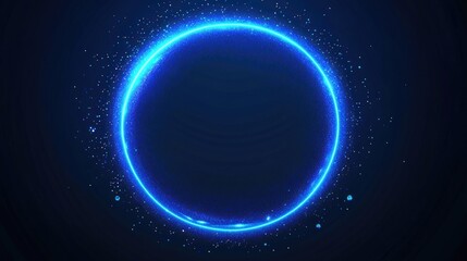 Shine blue neon circle frame for design