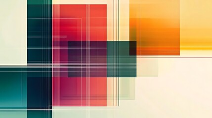 Fototapeta premium Abstract geometric shapes with overlapping layers and vibrant color palette.