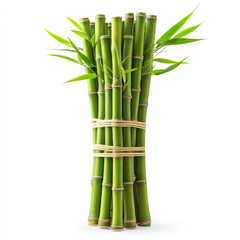 Obraz premium Fresh green bamboo with leaves tied together, symbolizing nature beauty and tranquility