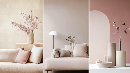 Stylish interior decor with soft pastel colors.