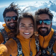 Friends about to go skydiving