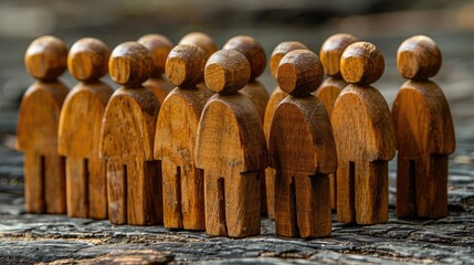 A symbolic representation of stability and security for a business team using wooden cutout people