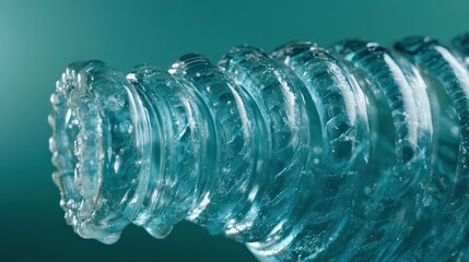 Close-up of textured teal glass bottle