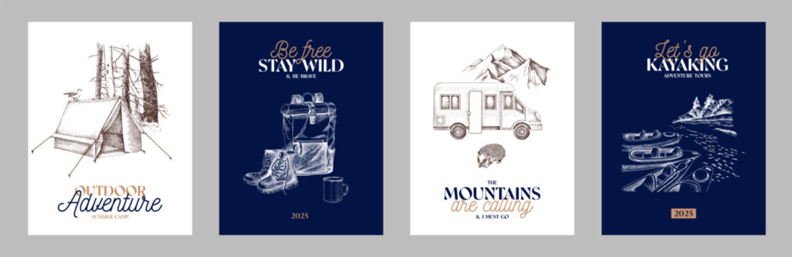 Tourism hand drawn promo cards