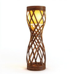 Handcrafted bamboo floor lamp isolated on white background