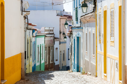 Colorful houses in the old town of Ferragudo, Algarve, Portugal