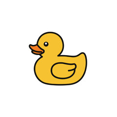 Fototapeta premium Cute yellow rubber duck mascot in a minimalist style 