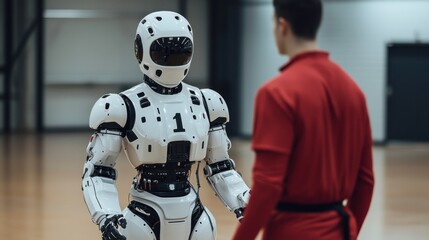Robotic training partner enhances tech sports skills training facility image capture indoor high-tech innovation