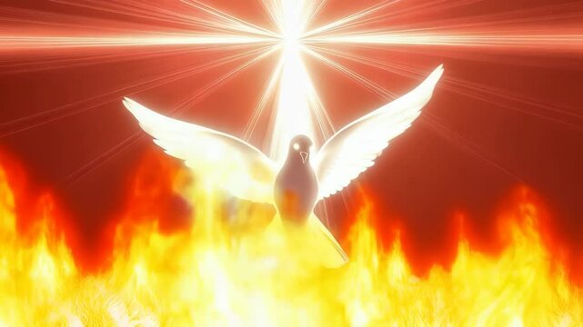 Abstract glowing dove in flames representing Pentecost celebration