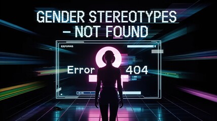 "Gender Stereotypes: A thought-provoking conceptual composition that challenges the notion of gender stereotypes, presenting a modern, technological perspective on inclusivity and societal progress.