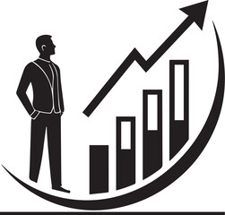 Business growth chart success graph man achievement progress career finance investment market strategy plan