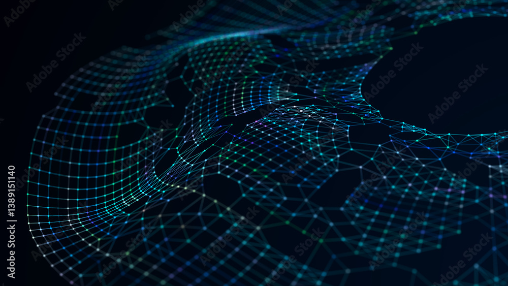 Poster polygonal background with dots and lines. network connection structure. science and technology. 3d