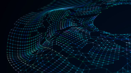 Polygonal background with dots and lines. Network connection structure. Science and technology. 3d