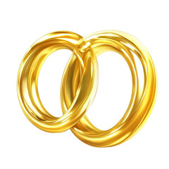 Gold Wedding Rings Illustration Isolated on a Transparent Background