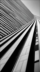 Obraz premium Bold, contrasting black and white stripes forming a dynamic diagonal composition - intense striped contrasting