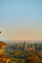 Sunset view of Angkor Wat Temple from Phnom Bakeng Temple.