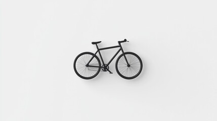 Obraz premium Stylish black bicycle mounted on a white wall in a modern interior setting