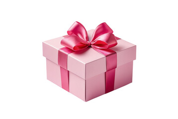 Pink open gift box with ribbon shines