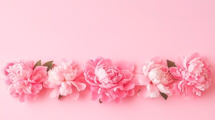 Fototapeta premium Elegant pink peony flowers arranged on a soft pastel background for seasonal celebrations
